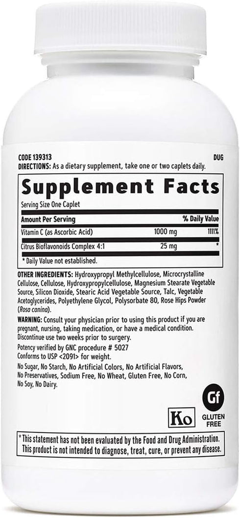GNC Vitamin C 1000mg Caplets, 90 ea
