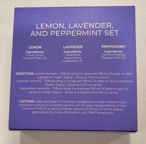 Plant Therapy Lemon, Lavender, and Peppermint Essential Oil Set, 10 mL