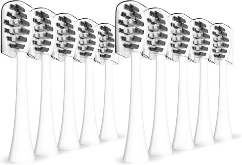 Replacement Toothbrush Heads for Gleem Electric Toothbrush, W Shape Design, 10 Pack (White)