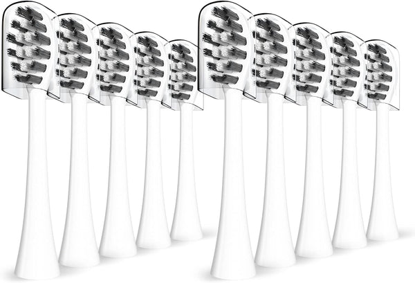 Replacement Toothbrush Heads for Gleem Electric Toothbrush, W Shape Design, 10 Pack (White)
