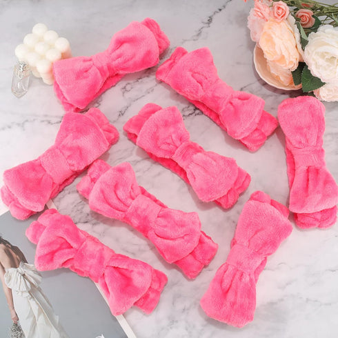 Ondder Spa Headband (8 Pack) - Rose Red Skincare Headbands for Women and Girls, Cute Bow Head Bands