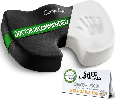 ComfiLife Premium Comfort Seat Cushion - Non-Slip Orthopedic 100% Memory Foam Coccyx