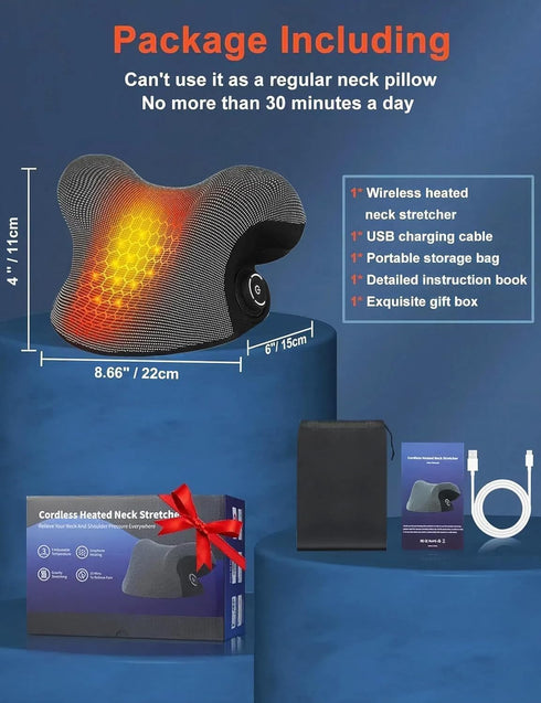 Upalled Wireless Heated Neck Stretcher for Pain Relief, Portable Cordless Neck Shoulder Cervical Traction Device
