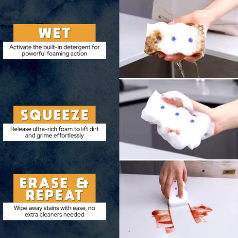 MaxSpark 4 Pack Magic Eraser Sponges Thick Melamine Cleaning Sponges for Walls, Kitchen, Bathroom & Floors White Magic