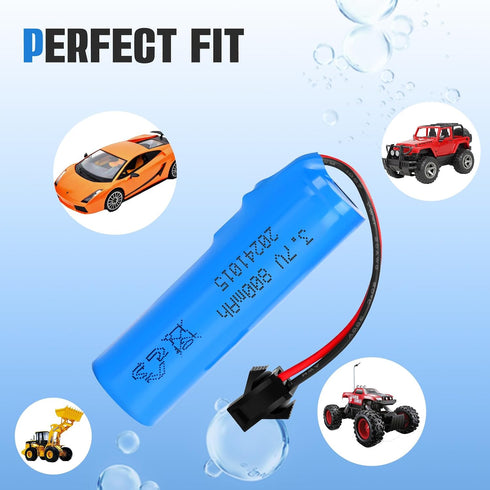 HaiNXC 2 Pack 3.7V 800mAh DC Li-ion Rechargeable Battery for Toy Car, Double Sided RC Stunt Car, Small RC Boat