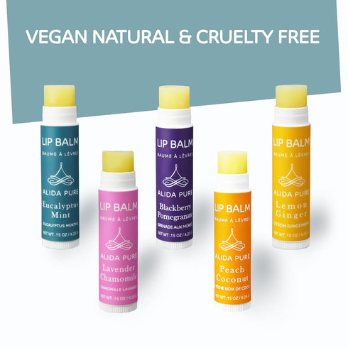 Duet Lip Balm Collection - 5 Tube Vegan Set with Avocado Oil & Vitamin E for Chapped Lips