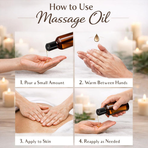 Sandalwood Massage Oil, Made with Jojoba, Vitamin E and Pure Sandalwood Essential Oil, Natural Body & Mind Relaxation