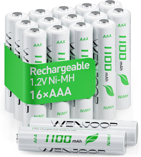 WENJOOP Rechargeable AAA Batteries 16 Pack, 1100 mAh High Capacity NiMH AAA Rechargeable