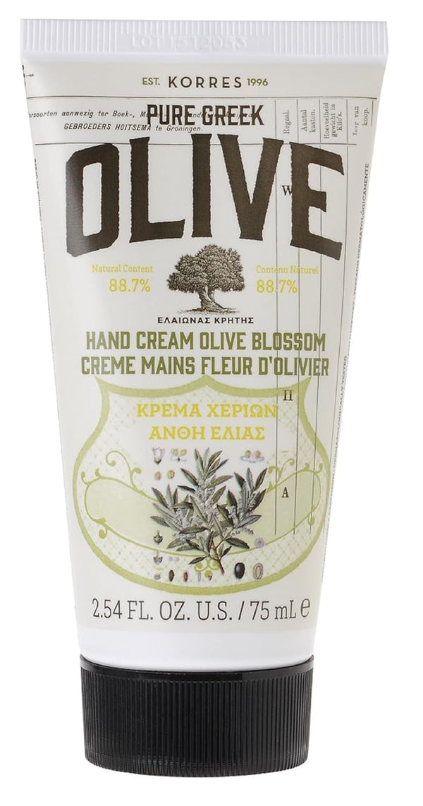KORRES Olive Hand Cream, Nourishing Moisturizer with Greek Olive Oil, Hydrating for Soft Smooth Skin, 2.54 Fl Oz