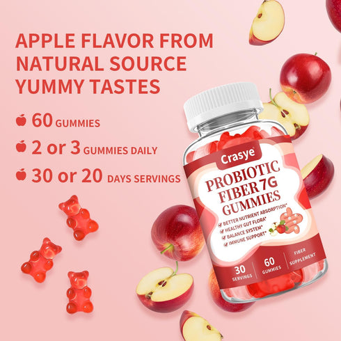 Gummies Gummy Immune 60 Gummies Fiber for Adults, Probiotic Fiber Sugar Free Fiber Supplement for Women Men Digestive