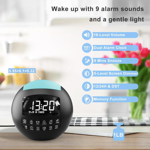 5-in-1 White Noise Sound Machine + Bluetooth + Night Light, 42 Soothing Sounds for Kids and Adults