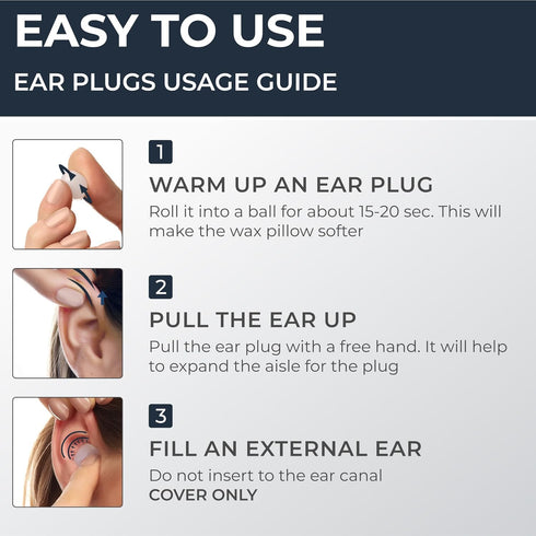 Peace&Quiet PQ Wax Ear Plugs - 15 Soft Silicone Gel Wax Earplugs for Sleeping, Swimming, 32 Db Noise Cancelling