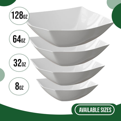 Exquisite Disposable Bowls, Plastic Serving Bowls Pack of 12, 8 Oz Square Salad Bowls for Parties