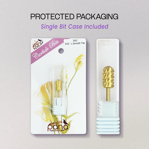 PANA 3/32" Large Smooth Round Top Safety Carbide Nail Drill Bit for Gel Polish & Acrylic Removal, Gold