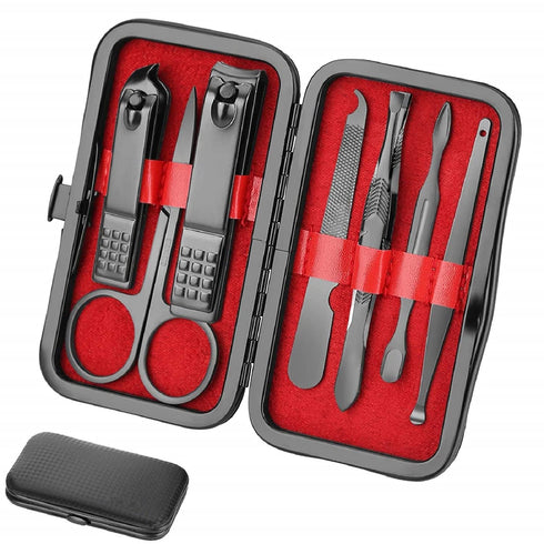 Professional Manicure Pedicure Kit for Men, Nail Grooming Tools with Travel Case, Finger and Toe Nail Clippers