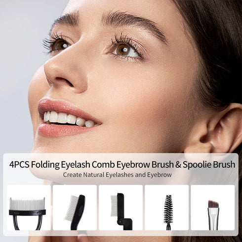 MSQ Eyebrow Brush and Comb, Folding Eyelash Brush, Eye Brow Comb & Spoolie Brush, Professional Makeup Tools Set