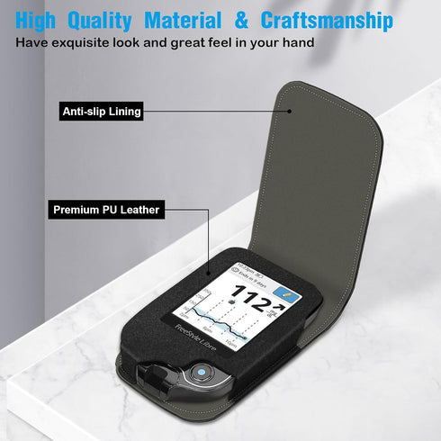 PU Leather Protective Case for Freestyle Libre 3/Libre Reader, Lightweight Shockproof Diabetic Storage Neck Sling