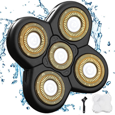 Men's Electric Shaver Replacement Heads, 5D Sharp Floating Blades for Electric Rotary Shaver (5 heads, Gold)