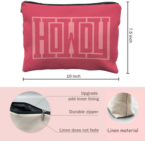 Howdy Pink Makeup Bag, Western Cowgirl Gifts, Hot Pink Retro Cosmetic Bag, Western Gifts for Cowgirl