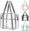 SxoSyo Large Clear Makeup Bags, Transparent Travel Toiletry Bag for Women, Bathroom Organizer with Handle (Silver Grey)