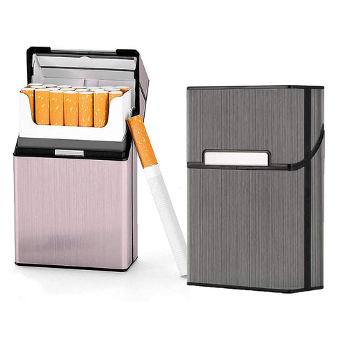nescope Cigarette Case Brushed Metal Cigarette Case with Magnetic Switch Flip Closure,20 Capacity