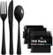 150 Pack Black Plastic Cutlery Set - Heavy Duty Disposable Silverware, 50 Forks, Spoons & Knives for Parties