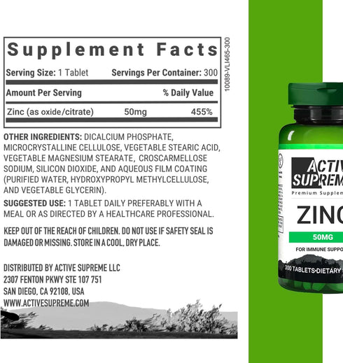Zinc Citrate 50 mg - Supplement to Support Immune System & Reproductive Health (1)