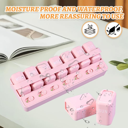 Yunolife 7-Day 1, Daily Pill Organizer, Weekly Time-a-Day Pill Box with Sliding Lid, Portable Travel Medicine Case