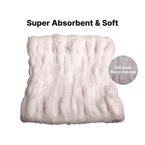 Red by Kiss Extra Wide Spa Headband, Super Absorbent & Soft Fluffy Plush Fleece, Full Hairline Coverage, Essential for Makeup, Skincare, Face Washing, Shower, Sauna, One Size Fits All (White)
