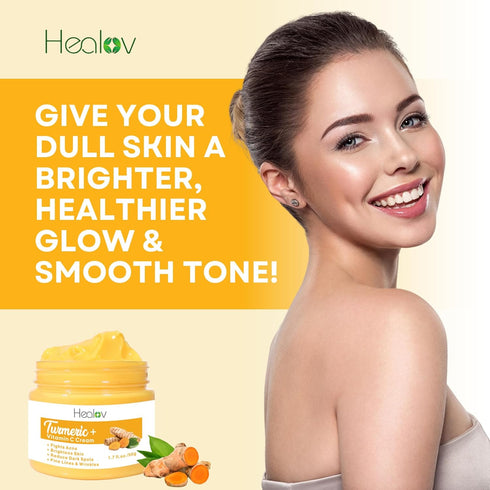 Turmeric Face Cream for Face & Body - All Natural Skin Brightening Lotion - Fades Scars, Evens Tone, Fights Acne