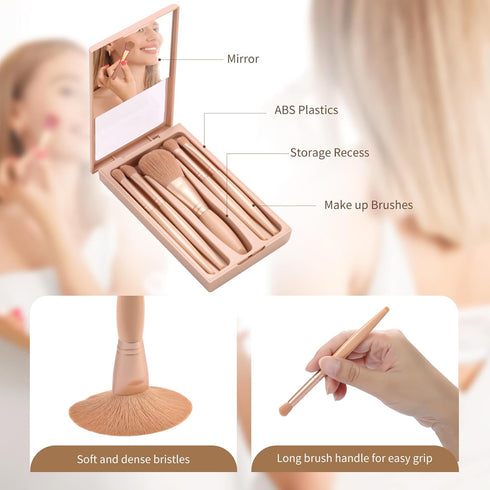Travel Makeup Brush Set - Mini Eye Shadow Kits, Small Size Eyeshadow Case, Soft Brushes for Professional Tools