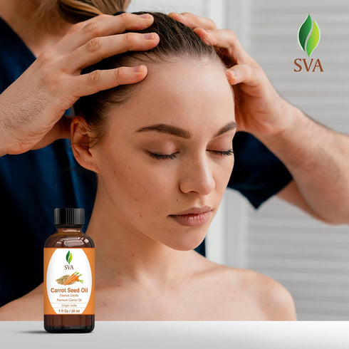 SVA 1 Fl Oz Carrot Seed Oil - 100% Natural Cold Pressed for Face, Skin Care, Hair Care, Scalp & Body Massage