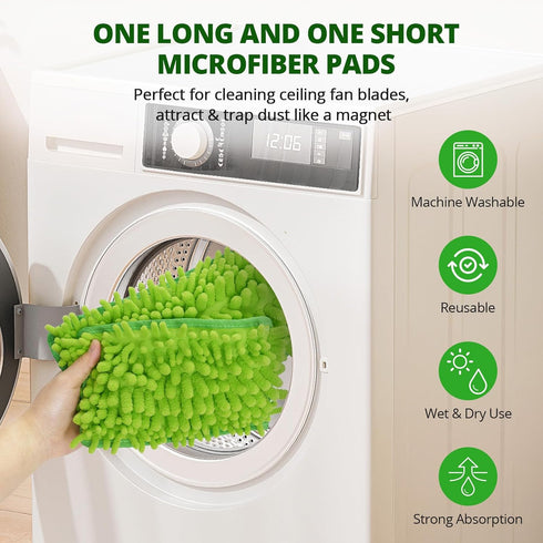Ceiling Fan Cleaner Duster with 6 Ft Extension Pole, High Ceiling Fan Blade Cleaning Tool with Microfiber Duster Pads