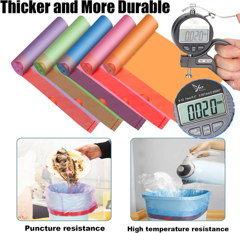 TYBONDER 2.6-6 4 5 Color(80Counts) Small Trash Bags Gallon Thicken Drawstring Trash Bags Gallon Extra Strong Small
