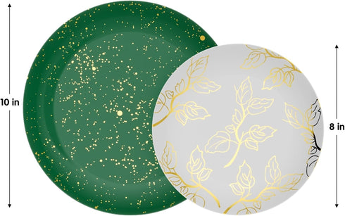 Trendables 40 Set 20 10" 20 8" Christmas Plates Disposable Heavy Duty Pcs Christmas Dinnerware Green Plates Disposable