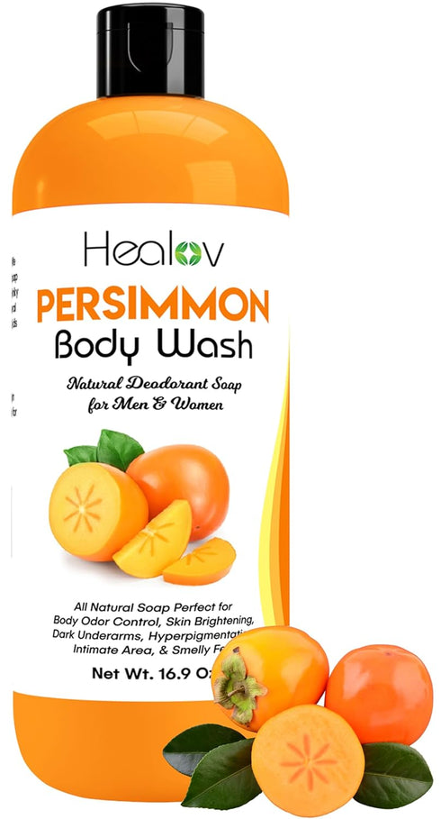 Persimmon Body Wash for Body Odor Control – Natural Deodorant Soap for Kids Safe Use
