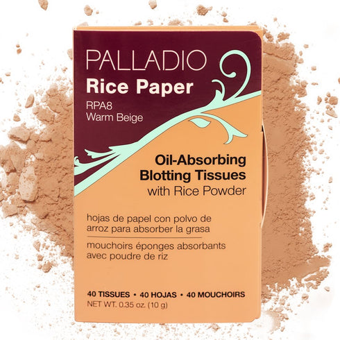 Palladio Rice Paper Facial Tissues for Oily Skin, 40 Count, Warm Beige Oil Absorbing Paper