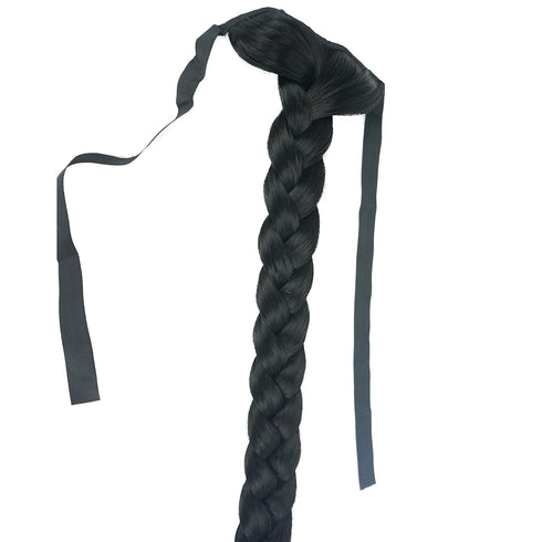 Lydell 24" Long Fishtail Braid Wrap Around Ponytail Extension - Synthetic Hairpiece #1 Black