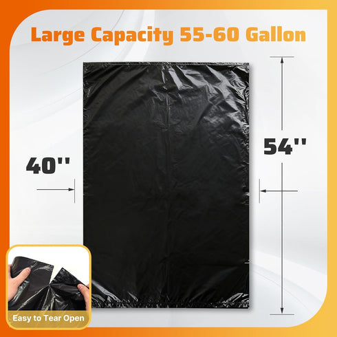 Zokaitwy 55-60 80 Count, 21 55-60 Packing Gallon Trash Bags Micron HDPE, Durable & Tear-Resistant Trash Can Liners