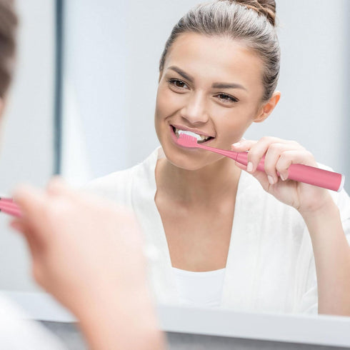 TIDTALEO Sonic Electric Toothbrush for Adults Portable Vibrating Teeth Cleaning Brush Pink Rechargeable