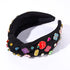 Teacher Headband Accessories, Colorful Rhinestone Crystal Jeweled Black Wide Top Knot Headband