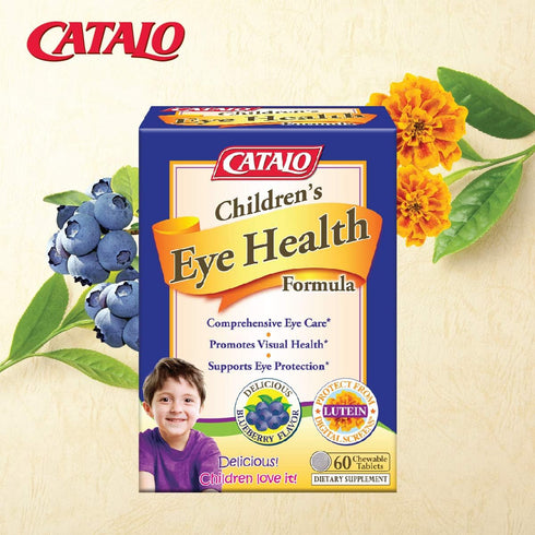 CATALO Children's Eye Health Formula, Vision Support with Bilberry, Eyebright, Lycopene, Lutein, 60 Chewable Tablets