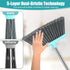 Upgrade Broom and Dustpan Set, Silicone Broom with Long Handle and Upright Standing Dustpan, Squeegee for Indoor