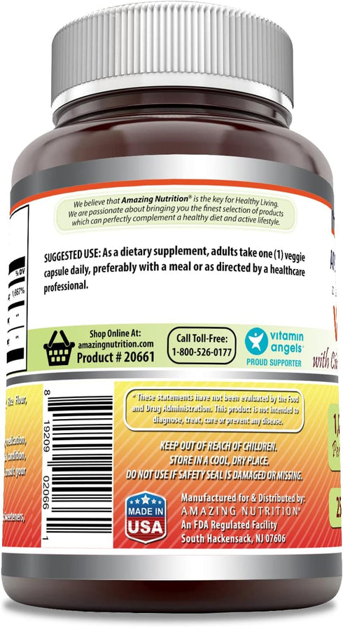 Amazing Formulas Vitamin C (Ascorbic Acid) 1000 mg with Rose HIPS & Citrus Bioflavonoids | Veggie Capsules Supplement | Non-GMO | Gluten Free | Made in USA (250 Count)
