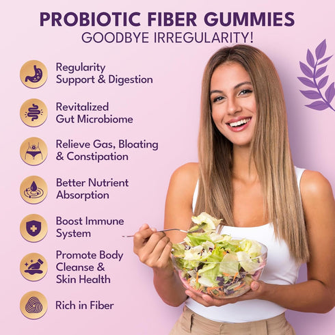 Gummies 7g 1, 60 90 Fiber for Adults - Sugar Free Fiber Supplement All in Probiotic Billion CFU & Prebiotic