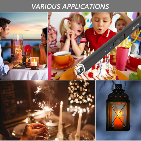 Lighter Electric Candle Lighter - Long Rechargeable USB Arc Windproof Flameless Lighter for Camping, BBQ, Gifts