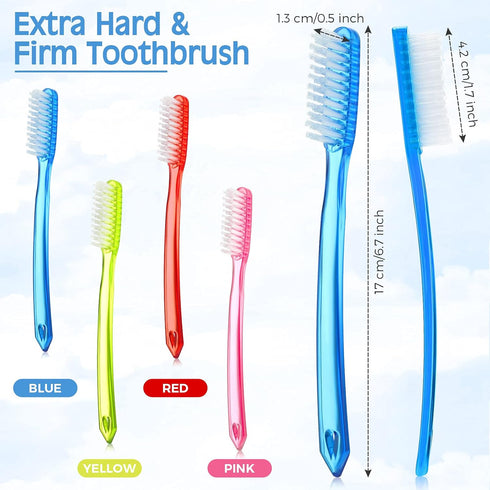 Zopeal Extra Hard Firm Toothbrush for Adults, Bulk 8 Pieces, Huge Head Bristle Full Head Manual Cleaning