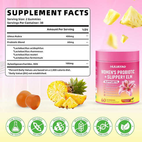Gummies Gummies Immune 60 Count Her Juicy Feminine Probiotics - Women's Probiotic Slippery Elm Support pH Balance, Gut