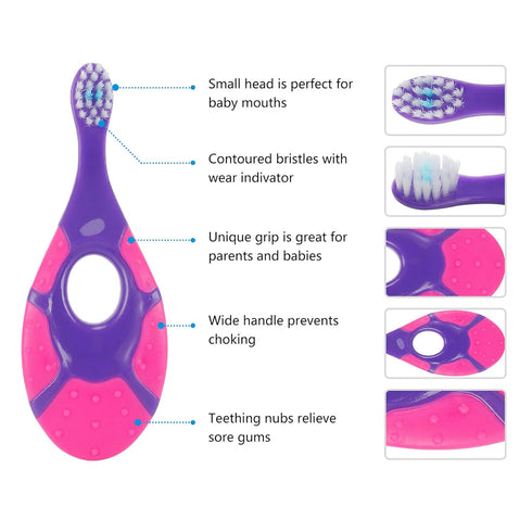 Slotic Baby & Toddler Toothbrush for Ages 0-2 Years, Extra Soft Bristle, Easy-Grip Handle, Teething Pad, Dentist