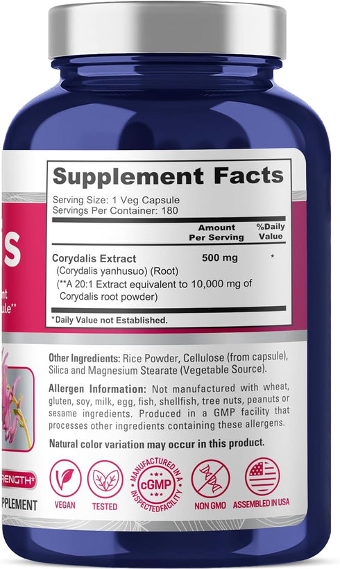 Corydalis 10,000 mg 180 Veg caps, NusaPure (Extract 20:1, Vegan, Non-GMO)
